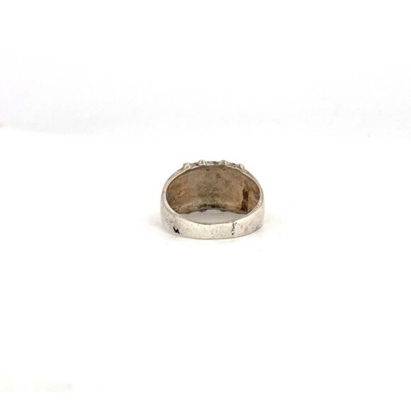 Estate Sterling Silver 925 Wide Band Ring, Bold Textured Design, Size 8.5, 4.7g - Picture 4 of 11